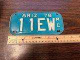 VTG 1978 Arizona State Motorcycle License Plate 11EW Original