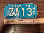 VTG 1978 State of Arizona Motorcycle License Plate ZA13 Original