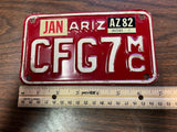 VTG 1982 State of Arizona Motorcycle License Plate CFG7 Original