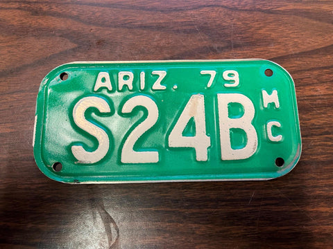 VTG 1979 State of Arizona Motorcycle License Plate S24B Original