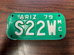 VTG 1979 State of Arizona Motorcycle License Plate S22W Original