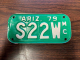 VTG 1979 State of Arizona Motorcycle License Plate S22W Original