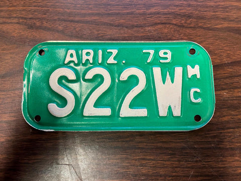 VTG 1979 State of Arizona Motorcycle License Plate S22W Original