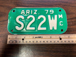 VTG 1979 State of Arizona Motorcycle License Plate S22W Original