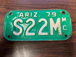 VTG 1979 State of Arizona Motorcycle License Plate S22M Original