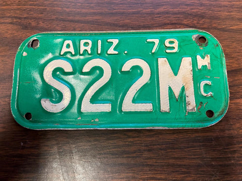 VTG 1979 State of Arizona Motorcycle License Plate S22M Original