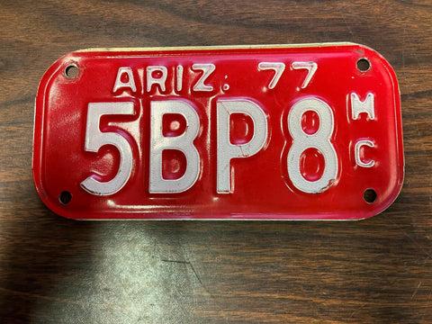 VTG 1977 State of Arizona Motorcycle License Plate 5BP8 Original