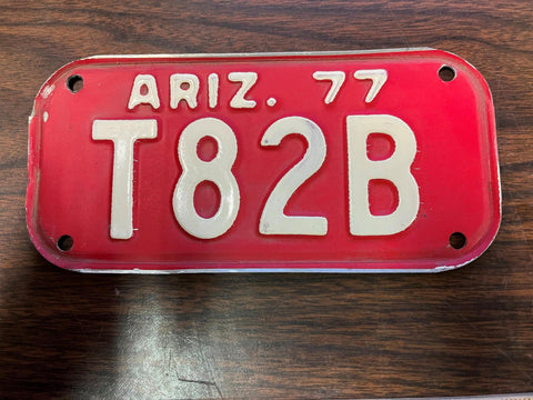 VTG 1977 State of Arizona Motorcycle License Plate T82B Original