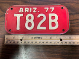 VTG 1977 State of Arizona Motorcycle License Plate T82B Original