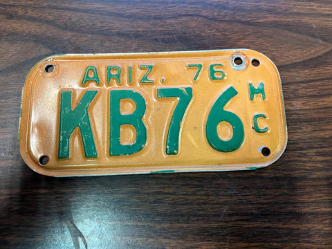 VTG 1976 State of Arizona Motorcycle License Plate KB76 Original