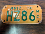 VTG 1976 State of Arizona Motorcycle License Plate HZ86 Original