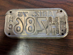 VTG 1976 State of Arizona Motorcycle License Plate HZ86 Original