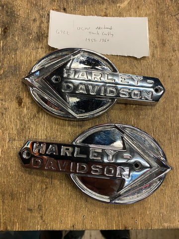 Original Gas Tank Emblems 1959-1960 Panhead XLH Sportster Factory Rechrome VTG