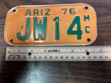 VTG 1976 State of Arizona Motorcycle License Plate JW14 Original