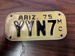 VTG 1975 State of Arizona Motorcycle License Plate YYN7 Original
