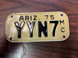VTG 1975 State of Arizona Motorcycle License Plate YYN7 Original