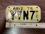 VTG 1975 State of Arizona Motorcycle License Plate YYN7 Original