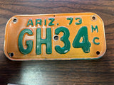 VTG 1973 State of Arizona Motorcycle License Plate GH34 Original