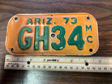 VTG 1973 State of Arizona Motorcycle License Plate GH34 Original