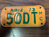 VTG 1973 State of Arizona Motorcycle License Plate 50DT Original