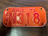 VTG 1971 State of Arizona Motorcycle License Plate H318 Original