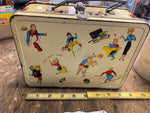 Vtg 50's Teenager School time Lunchbox Cheerleader Dance Football sports Basebal