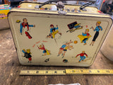 Vtg 50's Teenager School time Lunchbox Cheerleader Dance Football sports Basebal