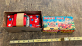 Vtg NOS Wakasuto Boeki Bump Car Japan Pop Up Clown Friction Toy Tin New in Box!