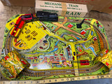 Marx Mechanical Toy train Set Layout Base Tin Litho Orig Box 1950's Mint Wind Up