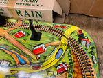 Marx Mechanical Toy train Set Layout Base Tin Litho Orig Box 1950's Mint Wind Up