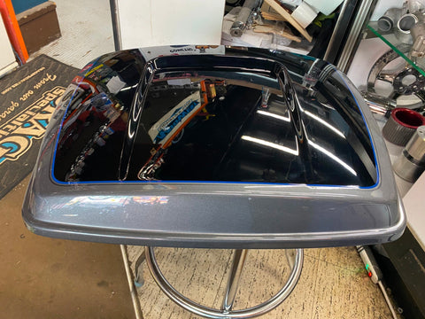 Black Silver Charcoal Tour Pak Lid Harley Ultra Classic Glide 2014^ FLH Bagger!
