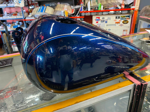 Very Nice Blue Gas Tank Harley Dyna Superglide Custom Wide Glide OEM Fat Bob