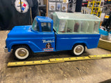 Vtg 1960's Buddy L Kennels Pickup Truck Tin Toy Blue Unrestored Complete Nice!