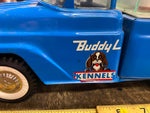 Vtg 1960's Buddy L Kennels Pickup Truck Tin Toy Blue Unrestored Complete Nice!