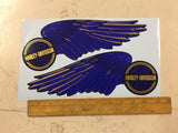 Gas Tank Decals Harley FLH Shovelhead Ball Wing Pr Stickers BLUE/GOLD FLT VTG FX