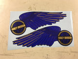 Gas Tank Decals Harley FLH Shovelhead Ball Wing Pr Stickers BLUE/GOLD FLT VTG FX