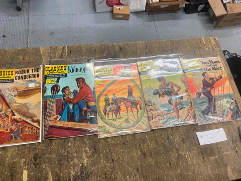 Vtg Comic Book Lot Classics Illustrated Robur Kidnapped Ox-Bow Little Savage Mas