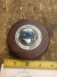 Vtg LUFKIN RULE CO Challenge Leather 50ft Black Steel Tape Measure Carpenter Nic
