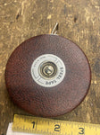 Vtg LUFKIN RULE CO Challenge Leather 50ft Black Steel Tape Measure Carpenter Nic
