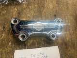 Chrome Handlebar Riser Top Clamp Harley Bar Shield Logo Heritage Softail Sportst