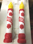 38" Vtg Pair Red Yellow White BLOW MOLD NOEL Lighted Candle Christmas Lawn Décor