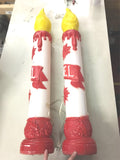 38" Vtg Pair Red Yellow White BLOW MOLD NOEL Lighted Candle Christmas Lawn Décor