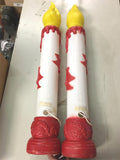 38" Vtg Pair Red Yellow White BLOW MOLD NOEL Lighted Candle Christmas Lawn Décor