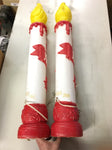 38" Vtg Pair Red Yellow White BLOW MOLD NOEL Lighted Candle Christmas Lawn Décor