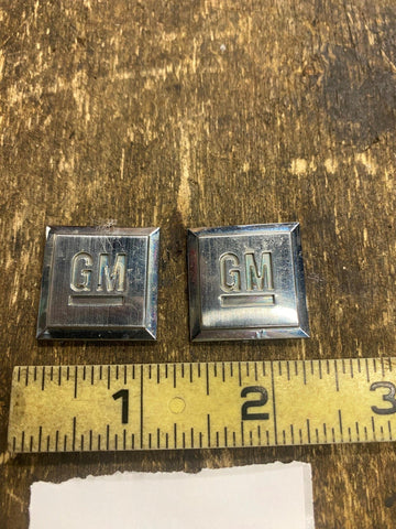 Vtg Chevy GM Cab Emblems Grill Truck Auto Hot Rod Bowtie OEM 1" Square Pair