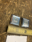 Vtg Chevy GM Cab Emblems Grill Truck Auto Hot Rod Bowtie OEM 1" Square Pair