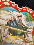 1920's Valentines Day Card Harley JD Motorcycle Vintage Antique Collectible!