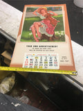 Vintage1957 paper calendar woman collectible advertisement USA LITHO Choice spot