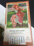 Vintage1957 paper calendar woman collectible advertisement USA LITHO Choice spot