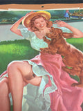 Vintage1957 paper calendar woman collectible advertisement USA LITHO Choice spot